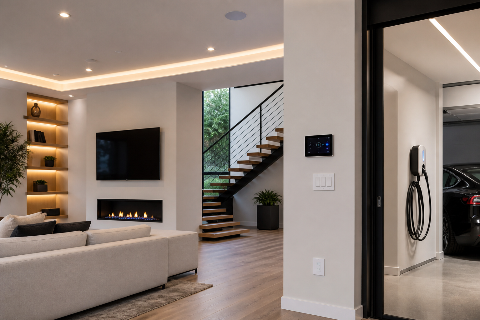 Finished Los Angeles home with integrated lighting, smart control, and EV charging